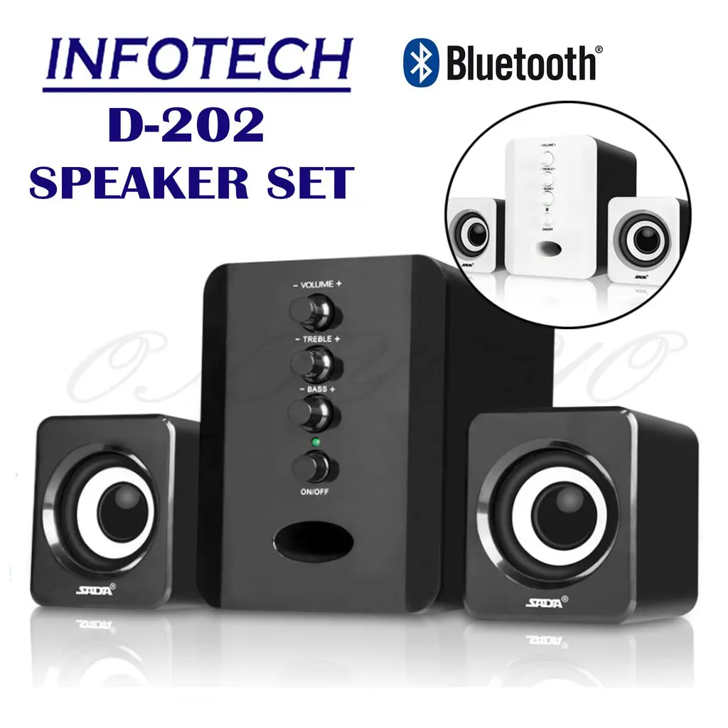 SADA D-202 Bluetooth Combination Speaker Bass Stereo Music Player Subwoofer Sound Box Audio Black Power