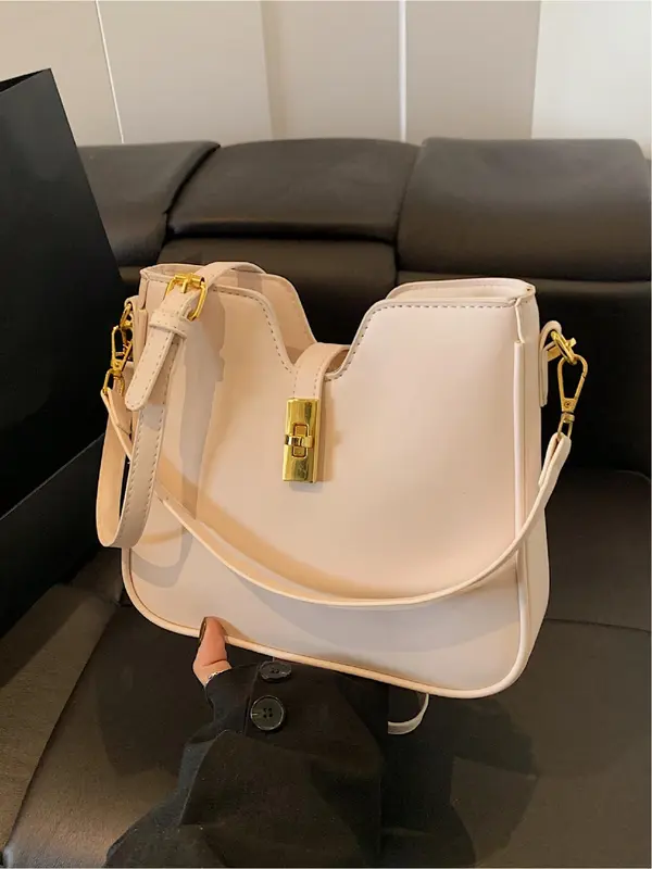 Women's Solid Color Shoulder Bag, Fashionable Minimalist Underarm Bag for Daily Used, Casual Trendy Versatile High-quality Daily Commuting Bag 6