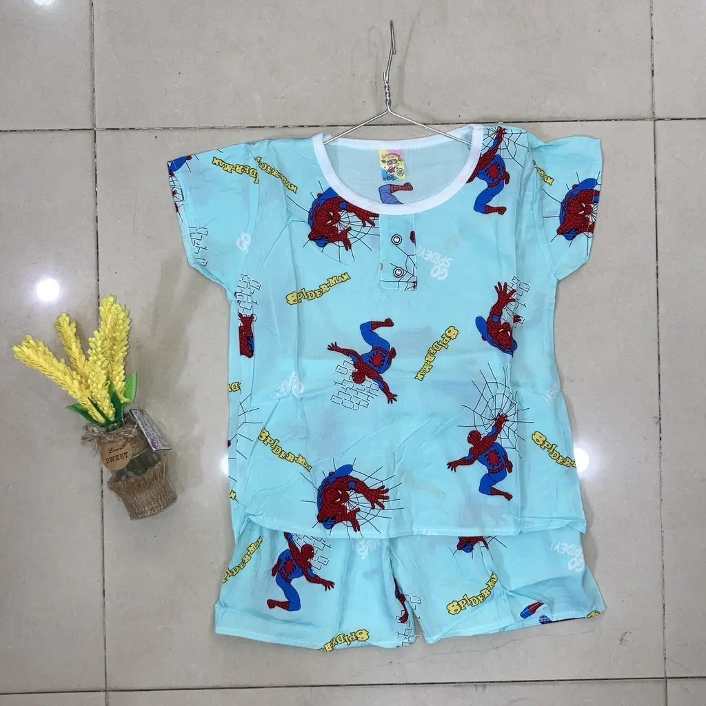 [8 – 22] Đồ bộ mặc nhà cho bé trai vải tole họa tiết hoạt hình thoải mái, thoáng mát mùa hè (TLN033, TLN034, TLN035)