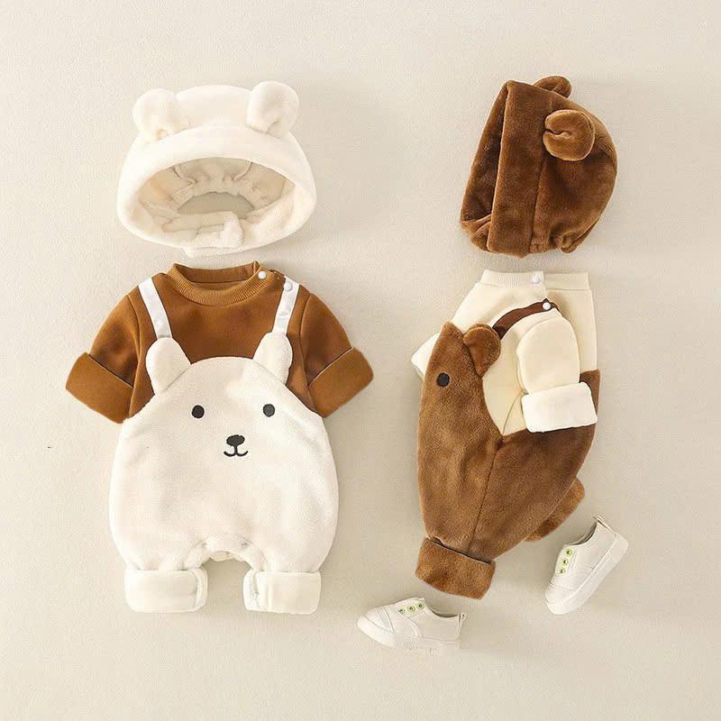 Bodysuit Yếm Lông Cừu Mịn 2 Mặt Ấm Áp Cho Bé, Bộ Đồ Liền Thân LOTUKA Cho Bé Trai Bé Gái, Quần Áo Trẻ Em 3-12kg