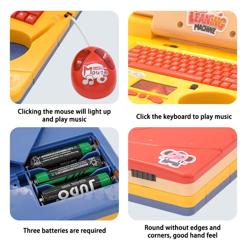 Mainan Laptop Anak Alat Bantu Belajar Learning Machine Notebook Laptop Mainan Edukasi Anak Laptop Mainan Mini/ Laptop Edukasi Anak Variasi Musik Inggris Kartun Bergerak Plastik Led Toy 8