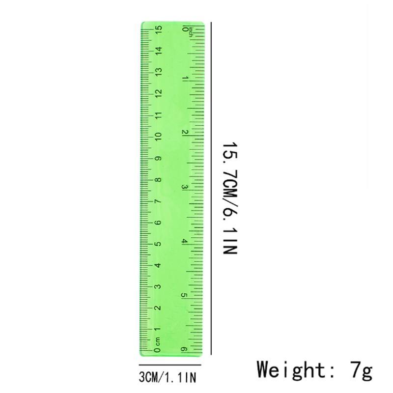 Product Introduction of 15cm Colorful Ruler, 20pcs Portable Clear Plastic Ruler, Straight Shatterproof Ruler, Math Supplies, School Office Measuring Tools 1