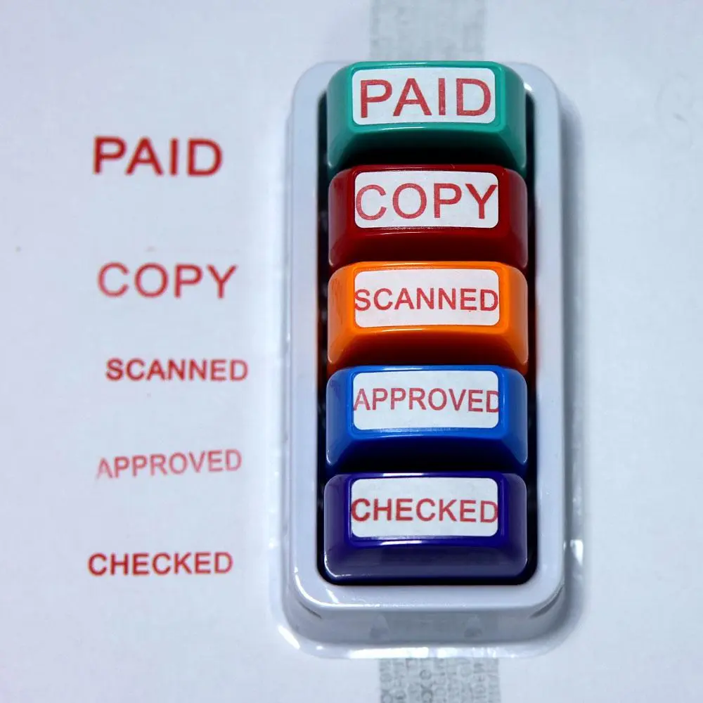 Paying Stamp (5 Counts/set), Paid Copy Scanned Approved Checked Stamp, Paying Stamp for Office, Accounting Supplies for Home & Office