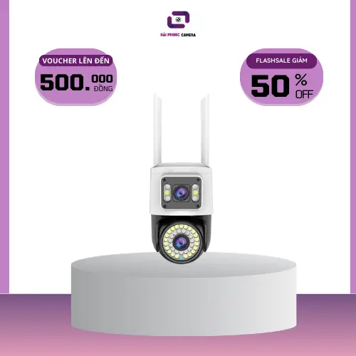 [ Bảo hành 12 tháng] Camera Yoosee Q42D- 2 mắt 2 khung hình- Xoay 360 độ ngang- 120 độ dọc- Chống nước chống mưa-  Đàm thoại gọi điện 2 chiều- Hình ảnh 15.0 mpx nhìn siêu nét- Trợ sáng ban đêm có màu rõ nét như ban ngày- Hải Phong Camera