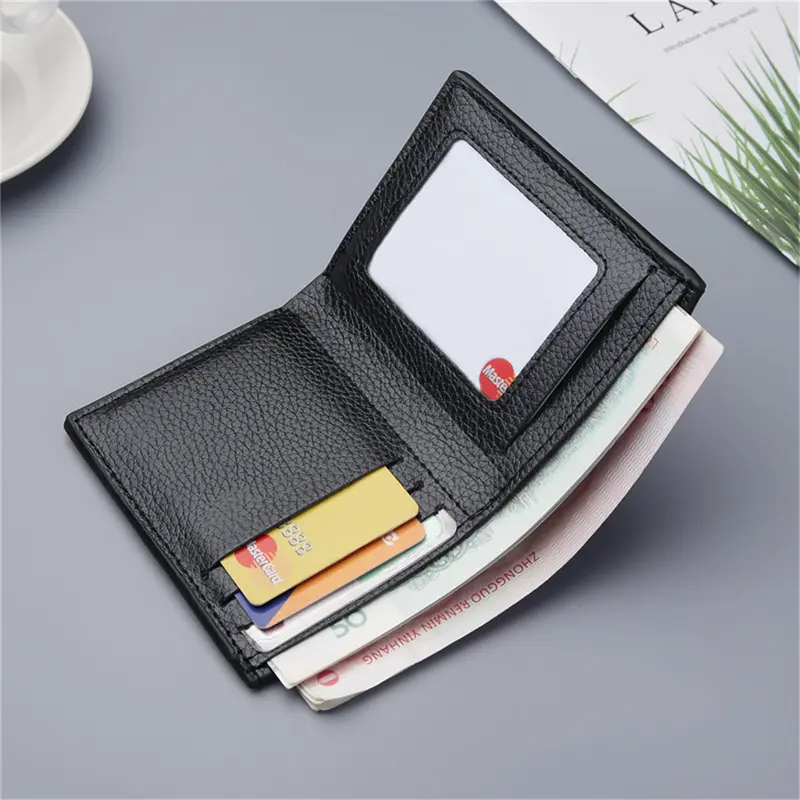 Ví Ngắn Dọc Cho Nam, Có Gói Thẻ Ngân Hàng, Ví Đựng Thẻ ID, Ví, [HHH] Nhung Da Wallet