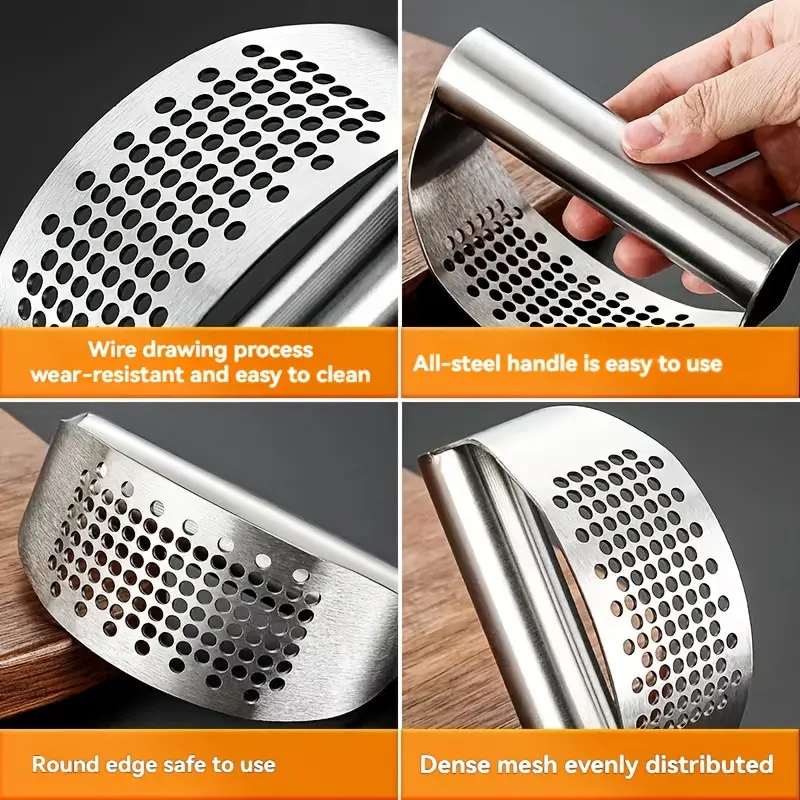1pc, Garlic Crusher, Garlic Masher, Stainless Steel Garlic Pressing Tool, Garlic Chopper, Easy to Clean, Convenient to Carry And Store, Spice Grinding Tool, Kitchen Supplies, Kitchen Gadgets 5