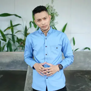 KEMEJA CASUAL LENGAN PANJANG WARNA SOFT BLUE Fit Nyaman Slimfit Pria Formal