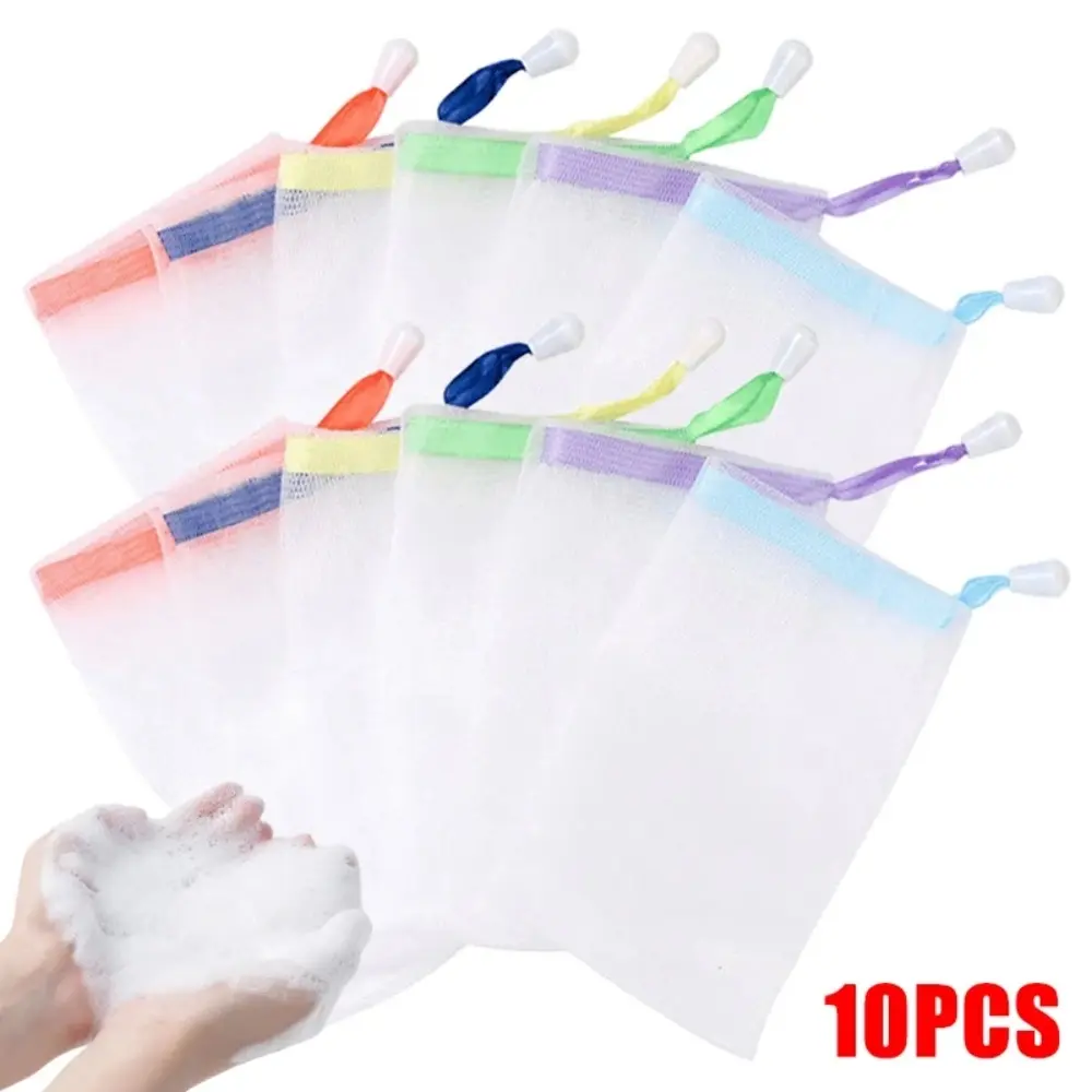 Túi Đựng Xà Phòng Sữa Tắm 10 Cái Túi Lưới Tạo Bọt Sữa Rửa Mặt Có Thể Treo Túi Lưới Bong Bóng Sữa Rửa Mặt Xà Phòng Tắm Toàn Thân Dụng Cụ Vệ Sinh