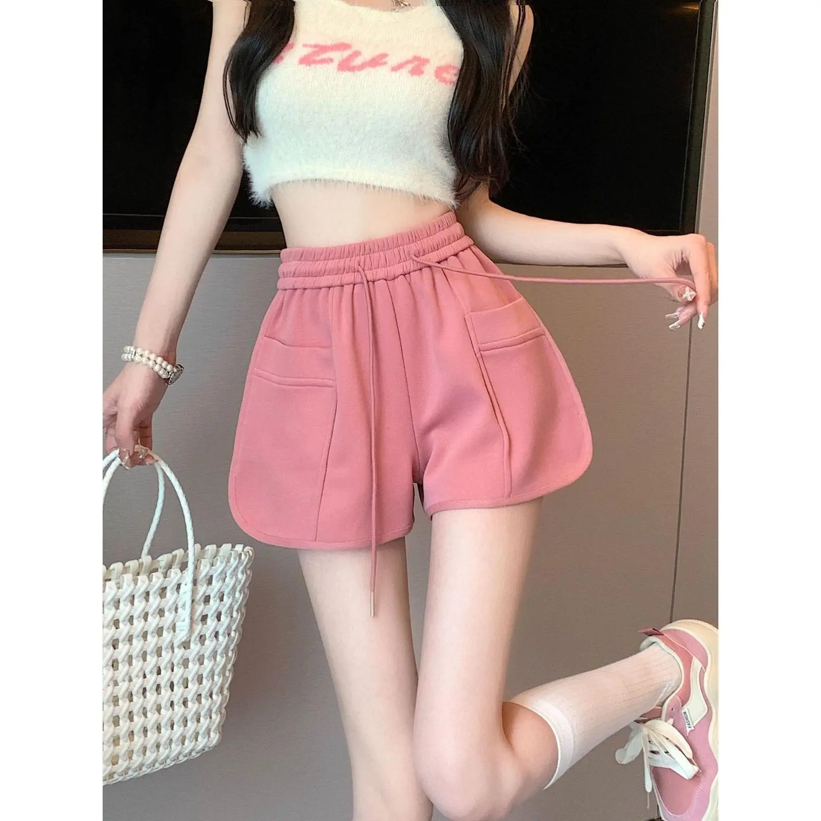 Quần Soóc Mùa Hè, Ngoại Cỡ, Dành Cho Nữ, Cạp Cao, Dáng Rộng Rãi Và Bó Sát, Phong Cách Cô Gái Nóng Bỏng, Trang Phục Thường Ngày Mặc Nhà, Cỡ Nhỏ Ống Rộng, Quần Hot, Có Thể Mặc Ngoài Trời
