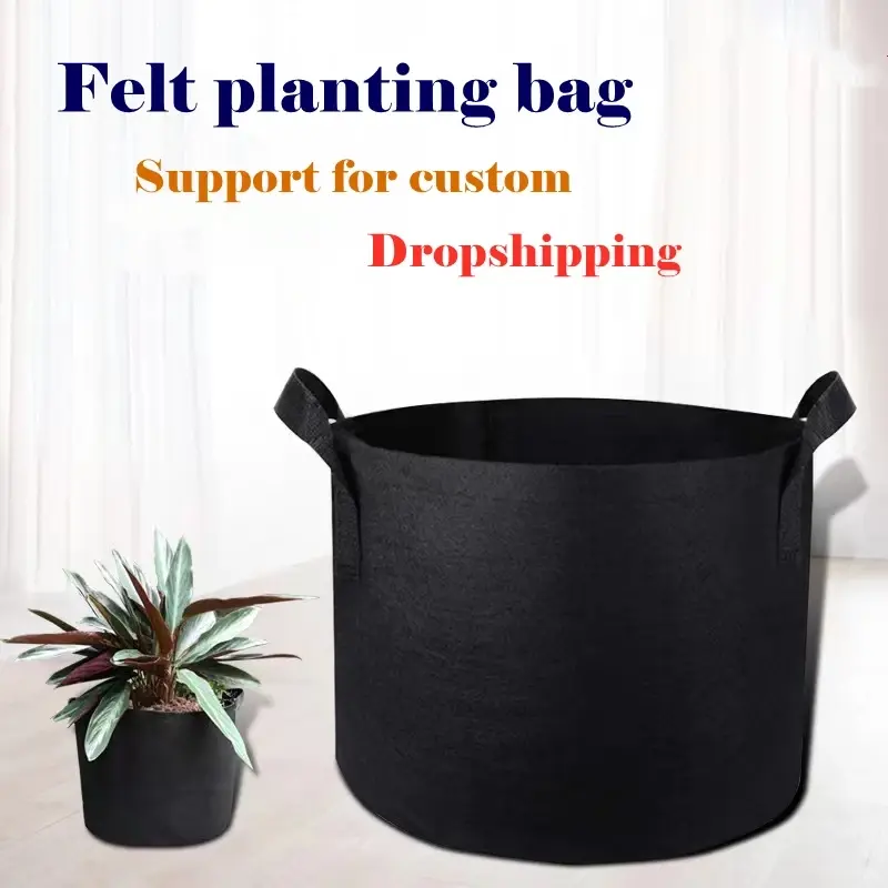 Black 1-7 Gallon Planter Grow Bag Big Plant Flower Pot Potato Strawberry Fabric Vegetable Home Garden Tools