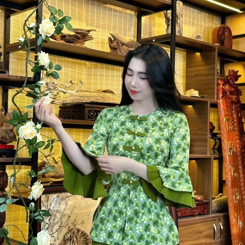 A3 set lam tay loa 2 lớp -quần hồng ngọc 97p