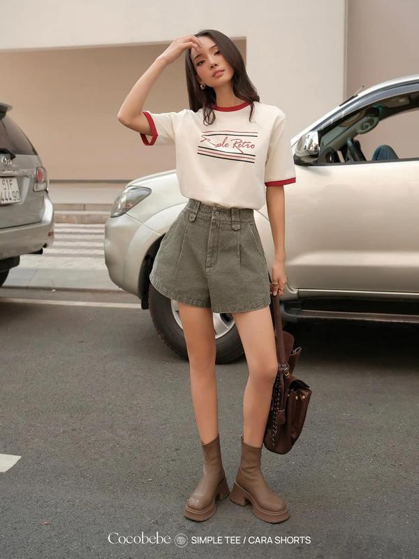 Quần short jeans dáng A xếp ly COCOBEBE CARA SHORTS