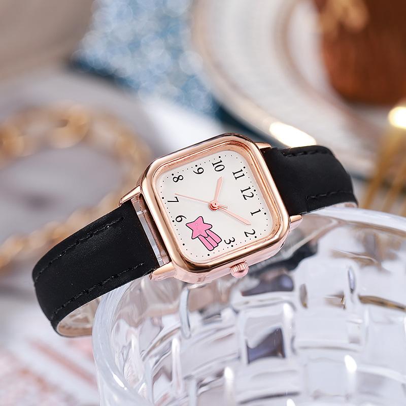 Product Introduction of Ladies' Creative Pink Meteor Pattern Casual Simple Digital Small Square Watch - Belt Small Fresh Watch 2