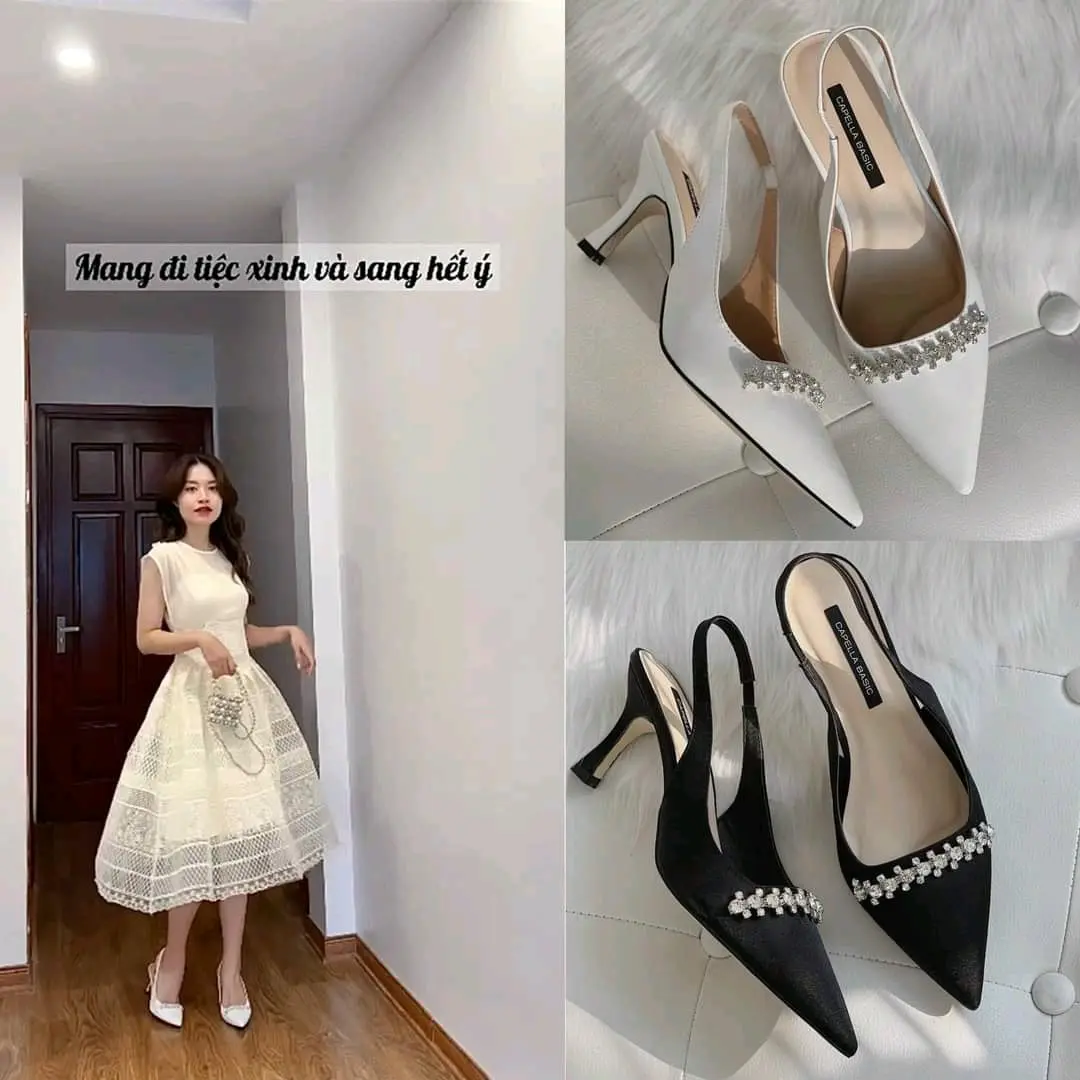 Giày cao gót bít mũi ( chân tròn cần tăng size ) kết hợp dây đá thời trang nữ cao 7f DéP Shoes