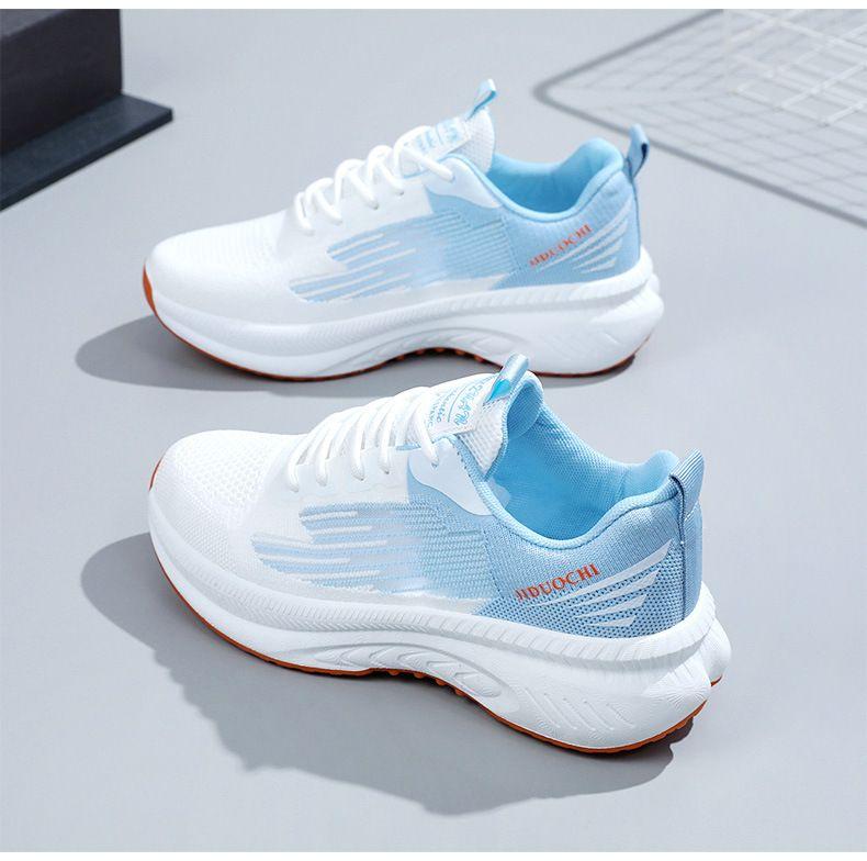 Product Introduction of Flyknit Lightweight Sneakers for Women Ins Trendy 2024 Spring Versatile New Soft Bottom Running Breathable Women's Shoes Mesh 18