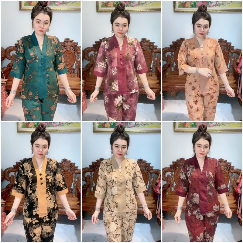 Bộ BÀI LAI ÁO BÔNG QUẦN BÔNG, thiết kế trung niên tặng Mẹ tặng Bà sang trọng.