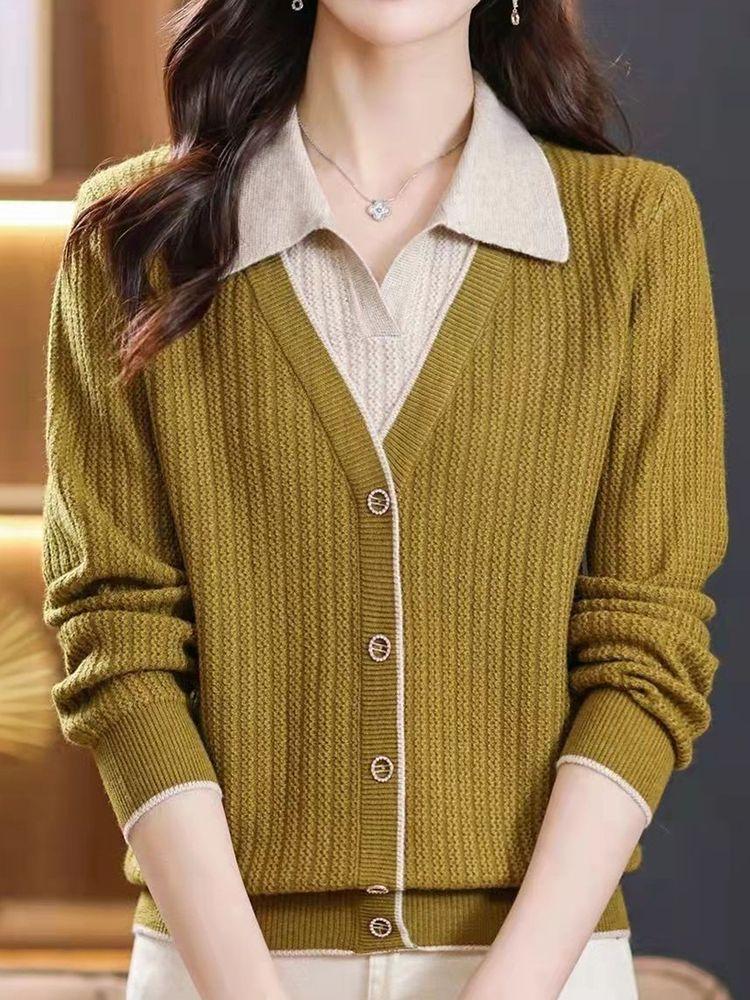 Product Introduction of Áo Len Giả Hai Lớp, Cổ Polo, Dài Tay, Áo Len Mặc Trong, Thời Trang, Thích Hợp Mặc Ngoài Trời, Áo Dễ Phối Đồ Hàng Mới Về Năm 2024 Nữ Top 9