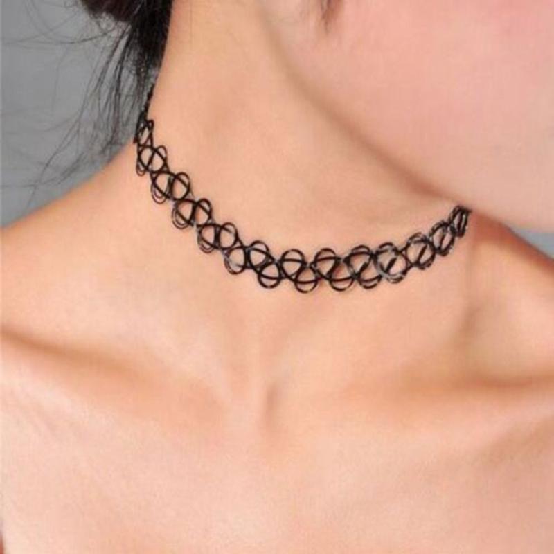 High Quality Braided Fish Thread Stretch Choker Necklace Vintage Elastic Tattoo Choker Retro Necklace 1