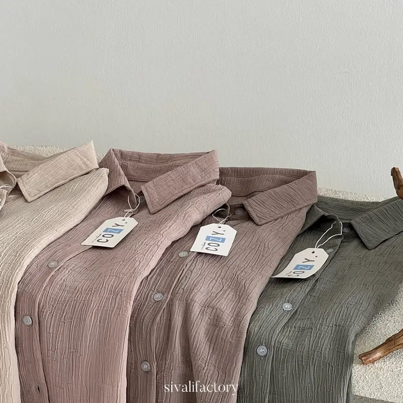 SIVALI Hazel Top 233 - Kemeja Wanita Minimalis Atasan Baju Kerja Office Shirt Crinkle Panjang Oversize Linen Oversize Linen Oversize Linen Airflow 1