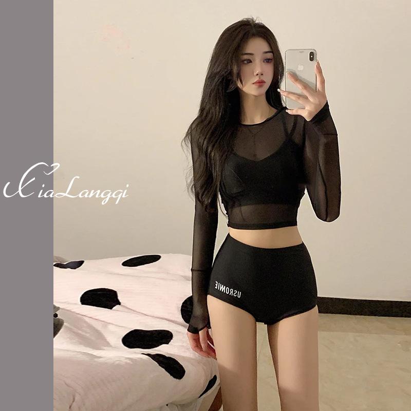 Product Introduction of New Swimwear Women's Three-Piece Set Split Sexy Cover Belly Slim Fairy Style Ins Long Sleeve Sunscreen Swimwear 6