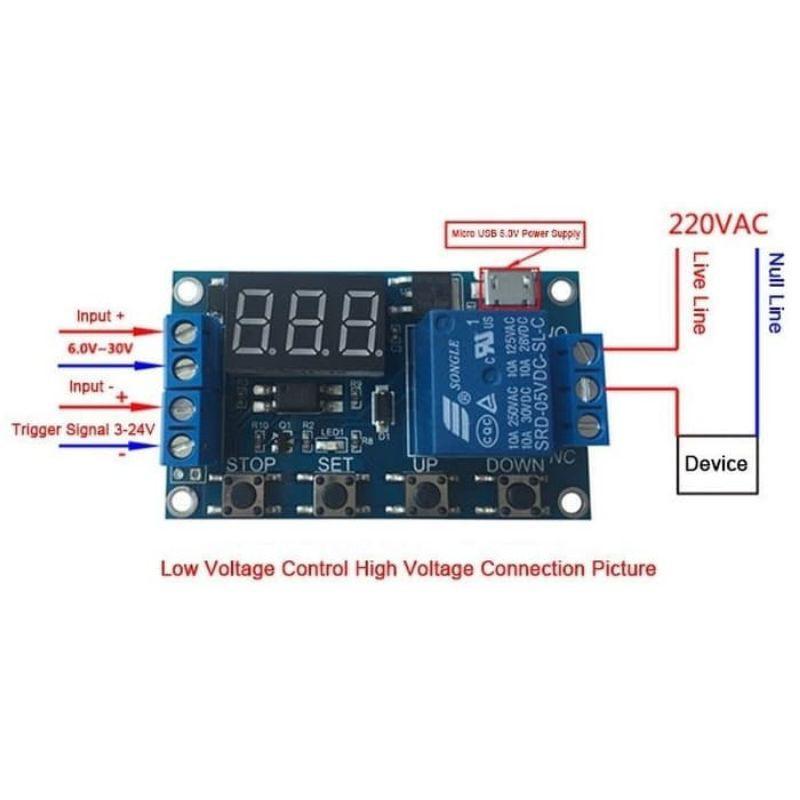 Relay Timer Display 4Tombol DC 6V~30V Delay Time Module Switch Control 1