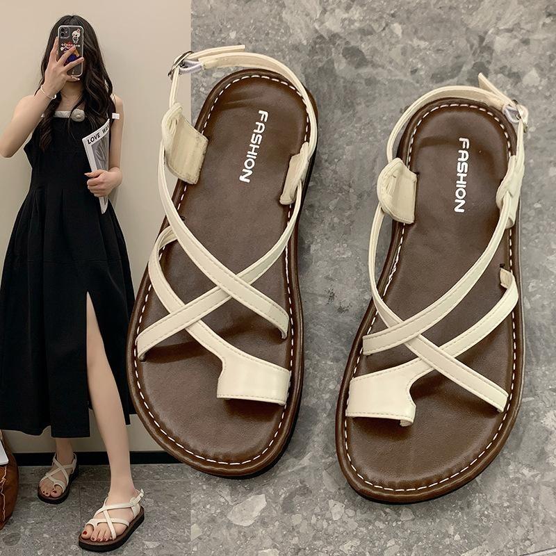 Form nhỏ Dép Dây Nữ Đế Mềm Che Ngón Chân Quai Đeo Chéo 3 Màu Cách Điệu LuxyShoes LX122