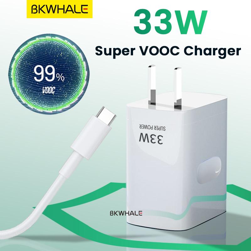 Bộ sạc nhanh, BKWHALE, 33W, Super VOOC, Cáp Type-C, Thích hợp cho OPPO Reno4, Reno3, Reno 3pro, K3, Realme X2, A95 / A94 / F19, Cáp sạc 1