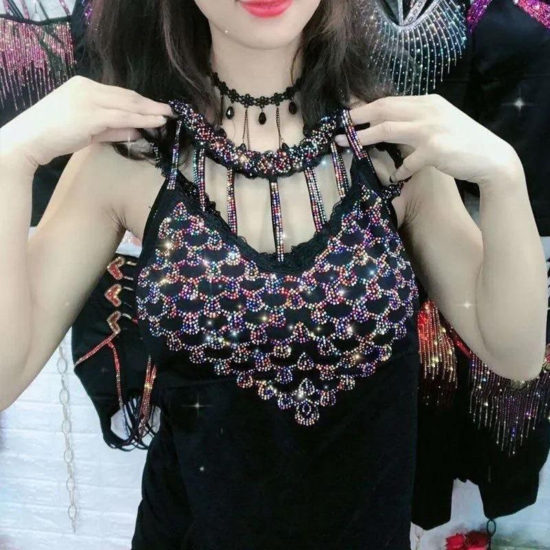 Áo Yếm Dát Đính Đá Dành Cho Nữ, Gợi Cảm Và Co Giãn, Thời Trang, Với Họa Tiết Đầy Màu Sắc, Thích Hợp Cho Mùa Thu Và Mùa Đông, Ấm Áp, Chất Lượng Cao, Áo Vest Dễ Phối Đồ Hàng Mới Về
