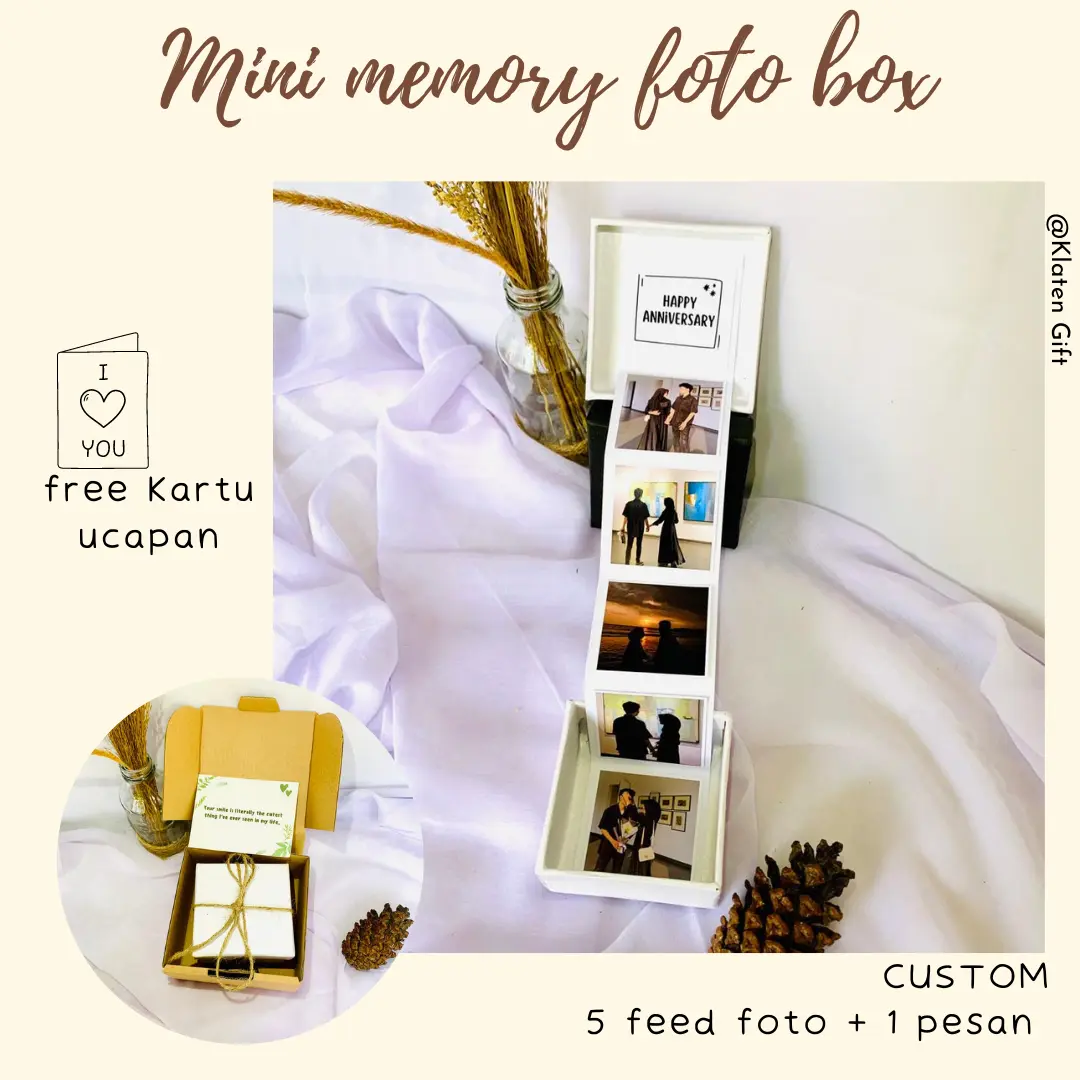 Mini Memory Foto Box 6 Kotak / Kado Anniversary / Kado untuk Pacar Cowok Cewek