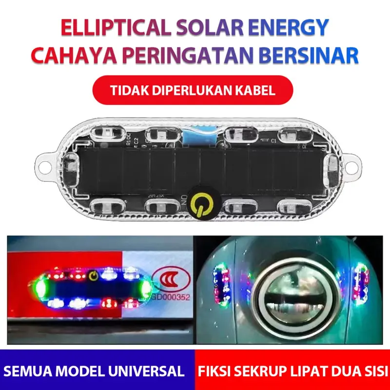 Lampu Strobo Motor Mobil Truk dan Bus Tenaga Surya LED Kedip RGB - Aksesoris Penerangan Kendaraan untuk Efek Cahaya Keren dan Hemat Energi Car 1