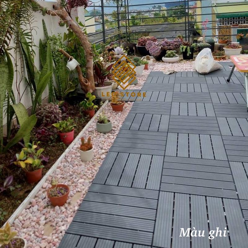 [Xưởng sản xuất] Tấm lót sàn nhựa ban công, tấm lót sàn giả gỗ HVNXK, vỉ nhựa lót sàn sân thượng, bể bơi, decor nhà, kích thước 30x30x1.8cm 8