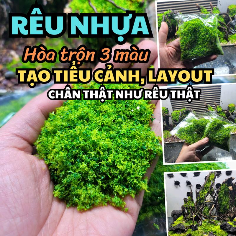  Rêu nhựa rêu gắn thủy sinh hòa trộn 3 màu tạo tiểu cảnh layout trang trí bể cá cảnh bể bán cạn 