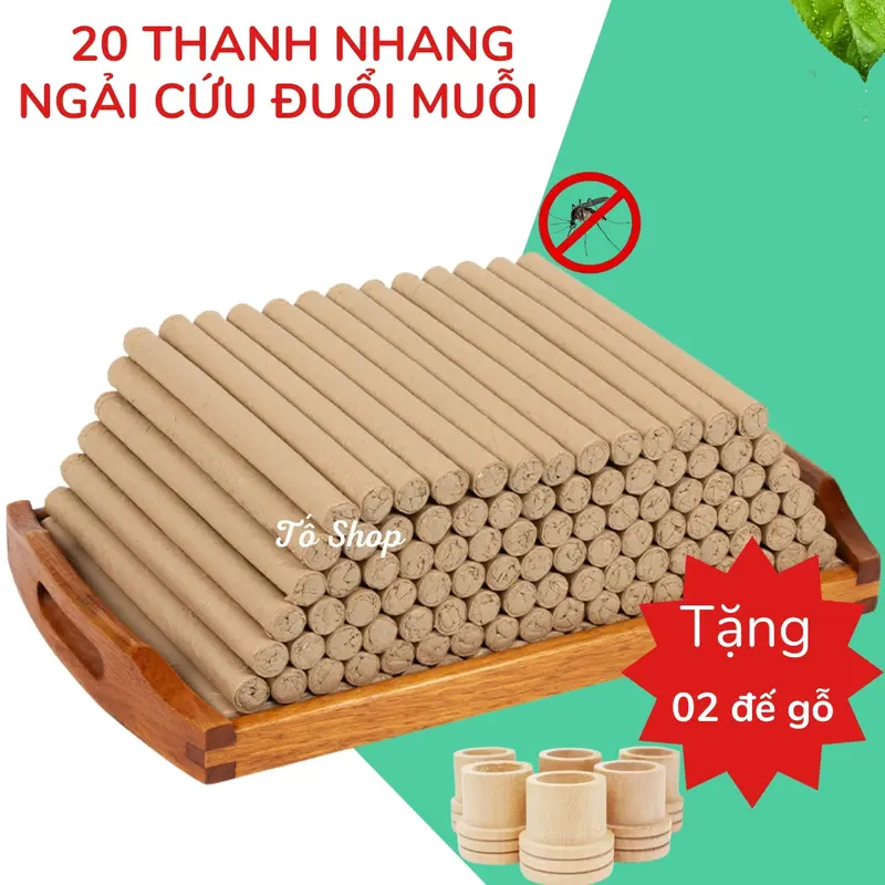 Combo 20 Thanh Ngải Cứu Đuổi Muỗi - Khử Mùi Hôi, Hương An Toàn 0