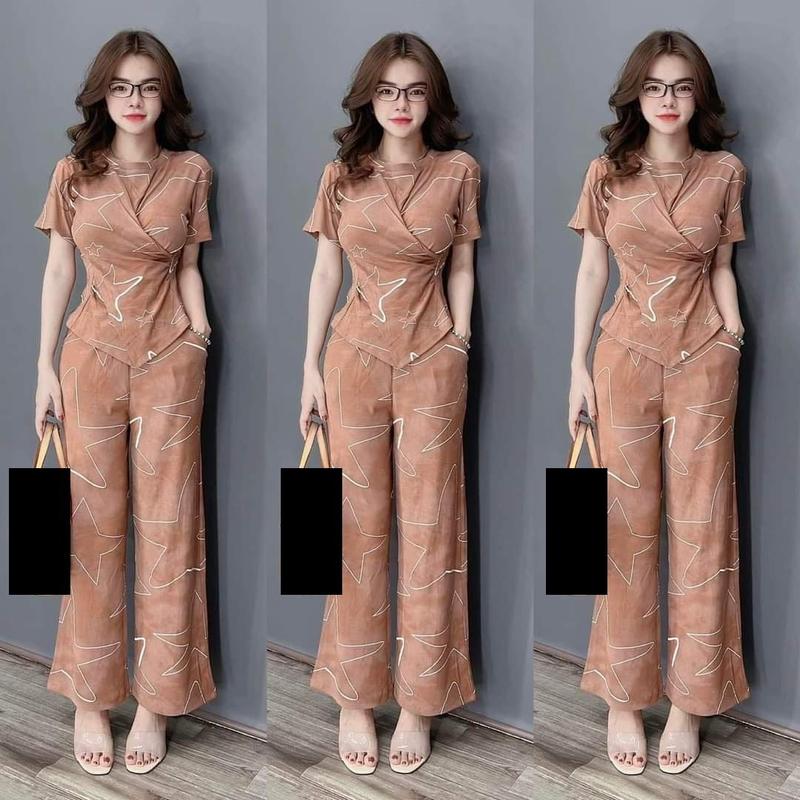 SET BỘ THUN GÂN TĂM LẠNH ỐNG SUÔNG PHỐI  HỌA TIẾT DÀNH CHO MỌI HOẠT ĐỘNG ĐI HỌC ĐI CHƠI ĐI LÀM Nữ Women