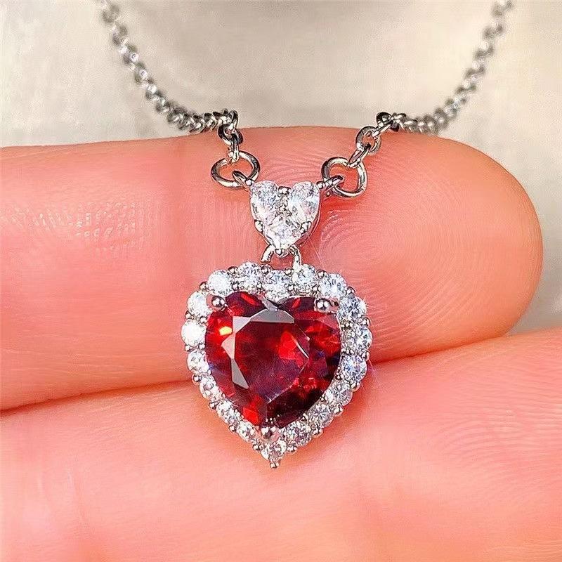 Xiyin Hot-Selling Ocean Heart Pendant Necklace Beautiful Light Luxury Niche Ring Earring Set Summer Clavicle Chain 2