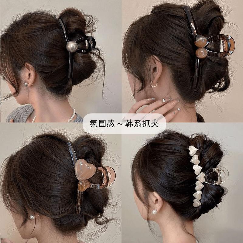 Kẹp Tóc Cá Mập, Màu Thạch Thanh Lịch, Kẹp Tóc Dễ Thương, Kẹp Tóc Trái Tim Thời Trang, Dành Cho Nữ, Kẹp Tóc Búi Tóc Sau Đầu Women 1