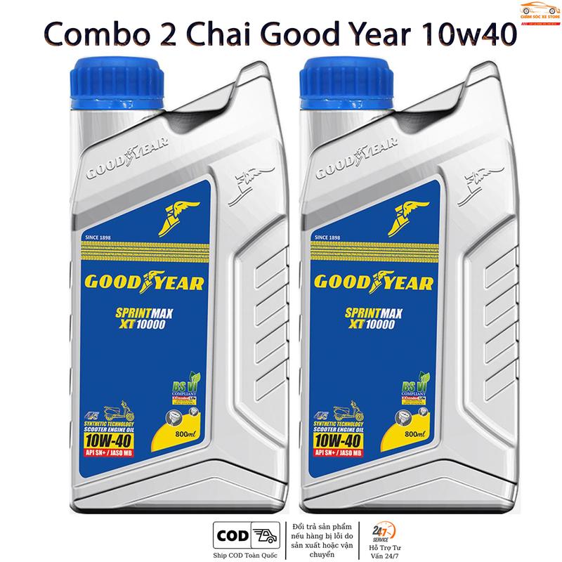 Combo 2 Chai Dầu Nhớt Dành Cho Xe Tay Ga GOODYEAR SPRINTMAX XT10000 4S 10W40 Dung Tích 800ml - Không Kèm Quà