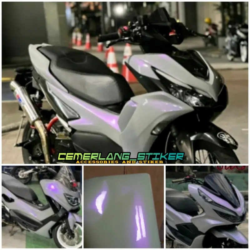 Sticker skotlet motor warna Putih Mutiara /Putih Bunglon untuk body motor 0