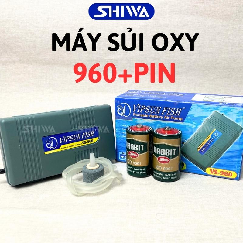 Máy Sủi Khí Oxy Chạy Pin VS-960 Tặng Vòi, Dây 0xy, Cục Sủi Cho Hồ Cá-SHIWA