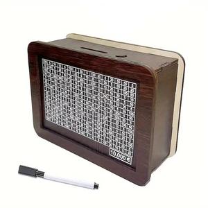Caja de Madera para Ahorros con Mostrador y Pluma Borrable, 1 Caja de Ahorros, Decoración para el Hogar para Sala de Estar y Dormitorio, Regalo para Adultos y Niños, Frasco para Ahorros