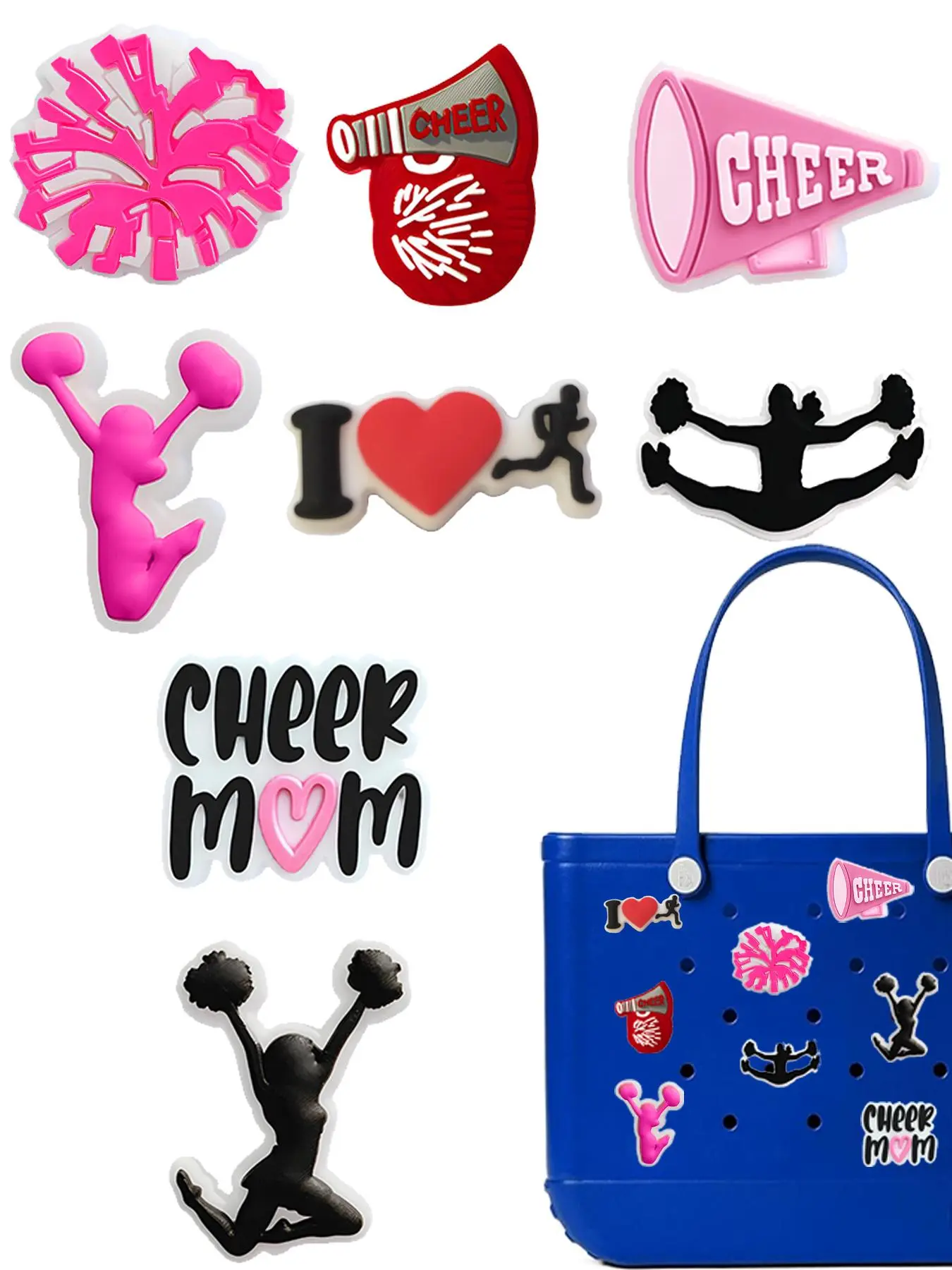 Cheerleading Series Bag Decoration, Cute Cartoon Bag Decoration for Beach Bag, DIY Bag Decoration for Women & Girls, Birthday Gift