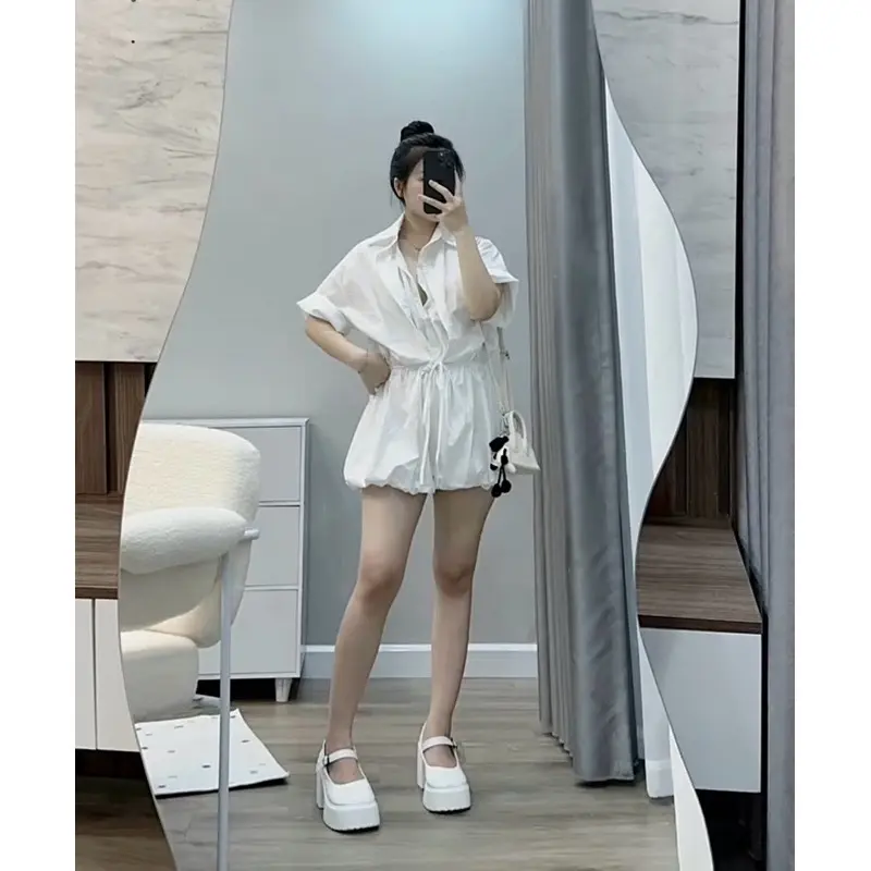 S179 ￼Set JUM Áo sơ mi tay lỡ với quần quả bí có chun eo nhẹ nhàng Nữ Women 3