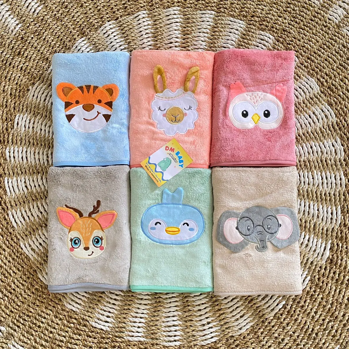 Handuk Bayi Motif Hewan Character  UK 50x100cm Handuk Bayi Microfiber Premium Balita Karakter Blue