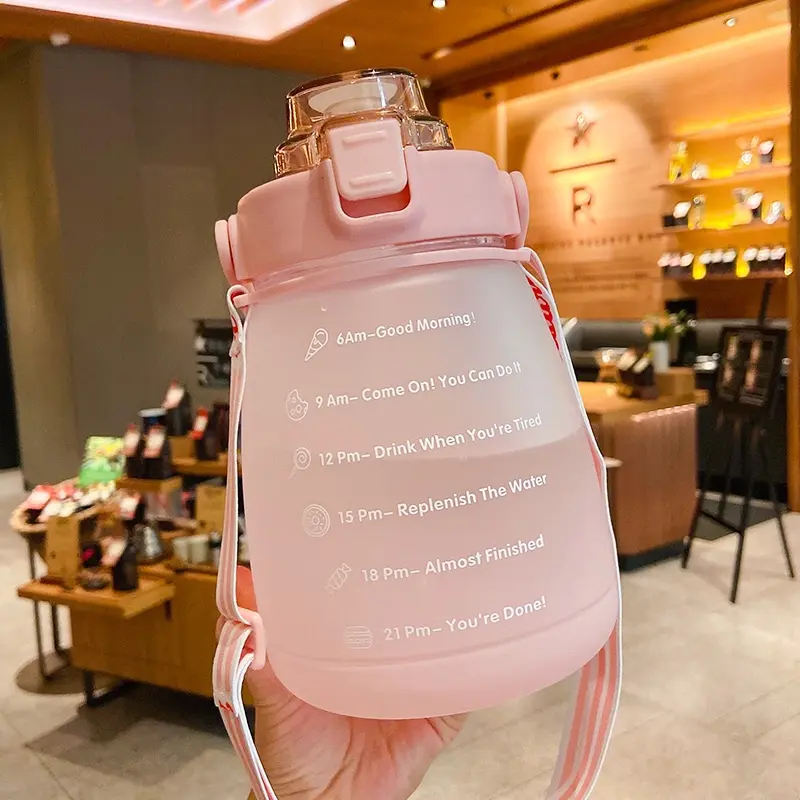 Bình nước 1300ml Cute chia vạch và có khung giờ nhắc nhở uống đủ nước 3