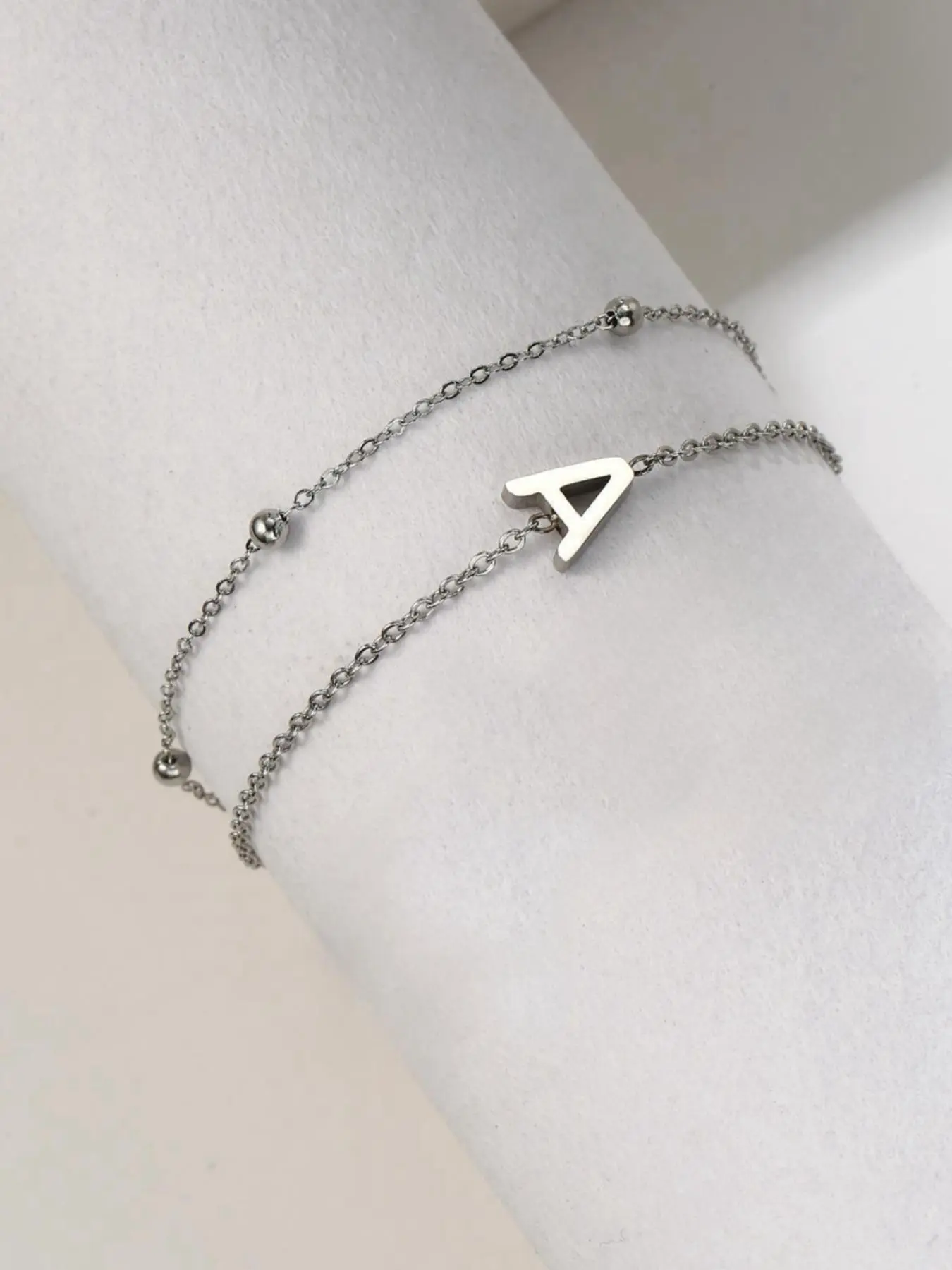 Letter Charm Double Layer Link Bracelet, Stainless Steel Matching Bracelet Jewelry for Women for Anniversary Gift, Trendy Accessories for Party and Daily Life