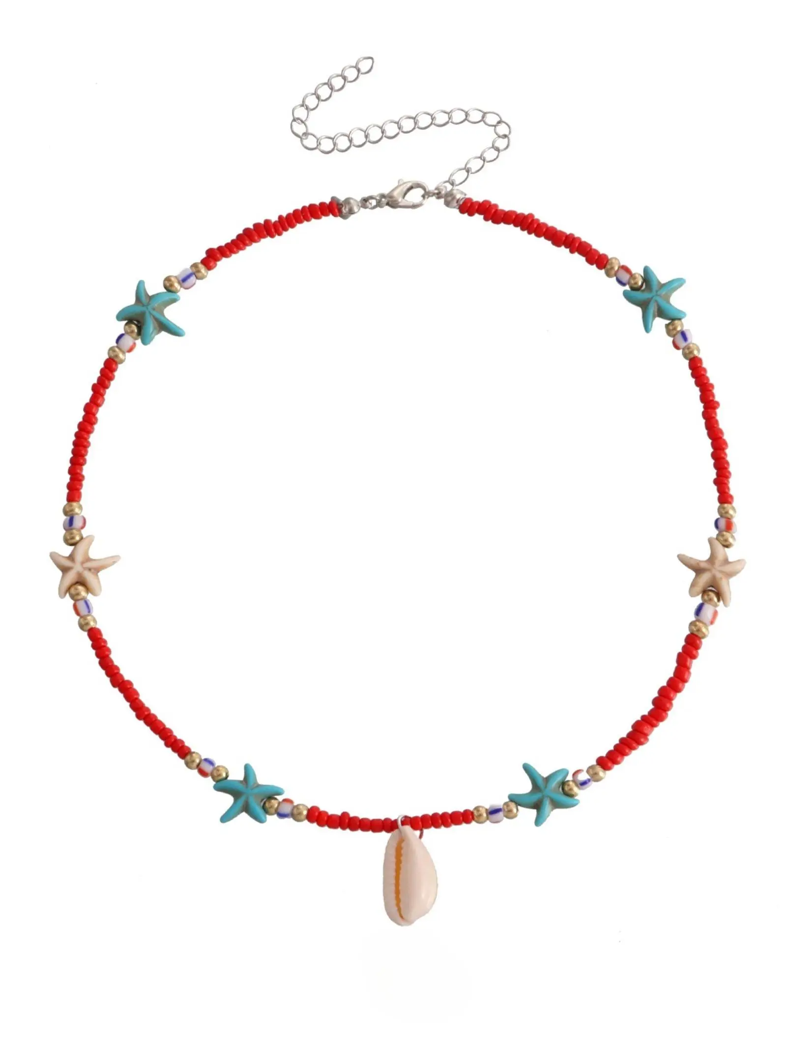 Boho Style Starfish & Shell Decor Beaded Necklace, Fashion Jewelry for Party, Daily Clothing Decor, Trendy All-match & Exquisite Jewelry for Birthday Gift