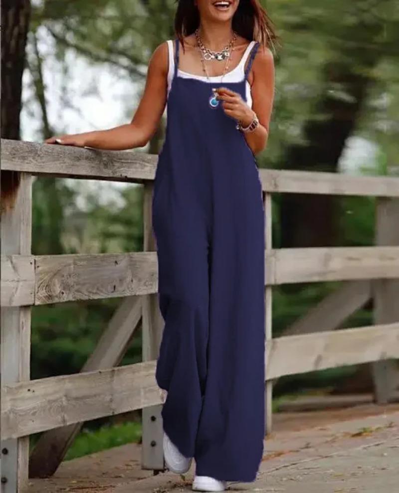 Product Introduction of Oversized S-5XL Women Loose Overalls Summer Fashion Female Sleeveless Wide Leg Pant Suits 10
