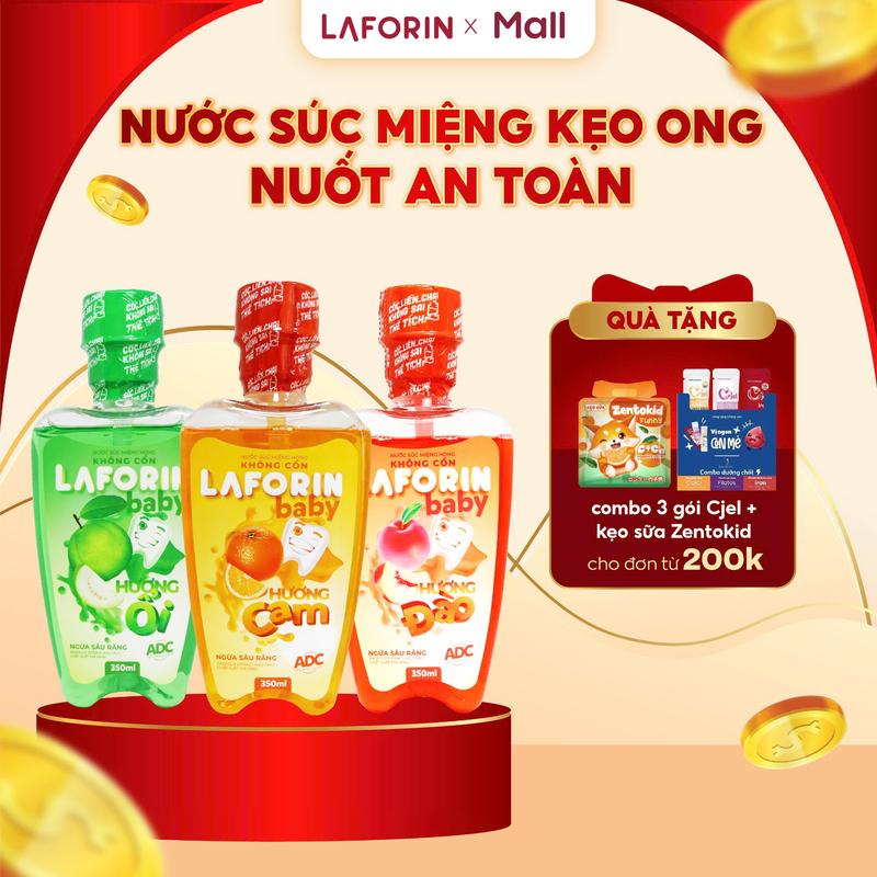 Nước súc miệng Laforin Baby ngừa sâu răng cho bé, nuốt được 350ml