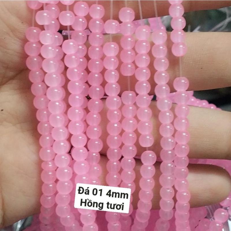 25g Đá 4mm giả ngọc có lỗ xỏ làm vòng tay vòng cổ (DA01) 7