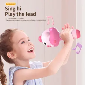 Mainan Mikrofon Anak Mikrofon Bluetooth Wireless dengan Fitur Speaker Nyanyi untuk Bayi&Anak Belajar